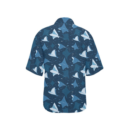Manta Ray Pattern Print Design 02 Women's Hawaiian Shirt