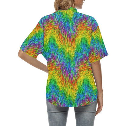 Rainbow Fur Design Print Women's Hawaiian Shirt