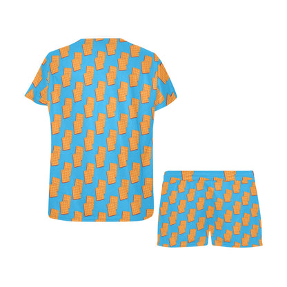 Waffle Print Design LKS304 Women's Short Pajama Set