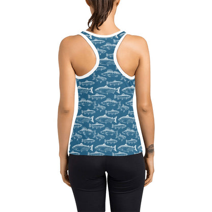 Salmon Fish Print Design LKS301 Women's Racerback Tank Top