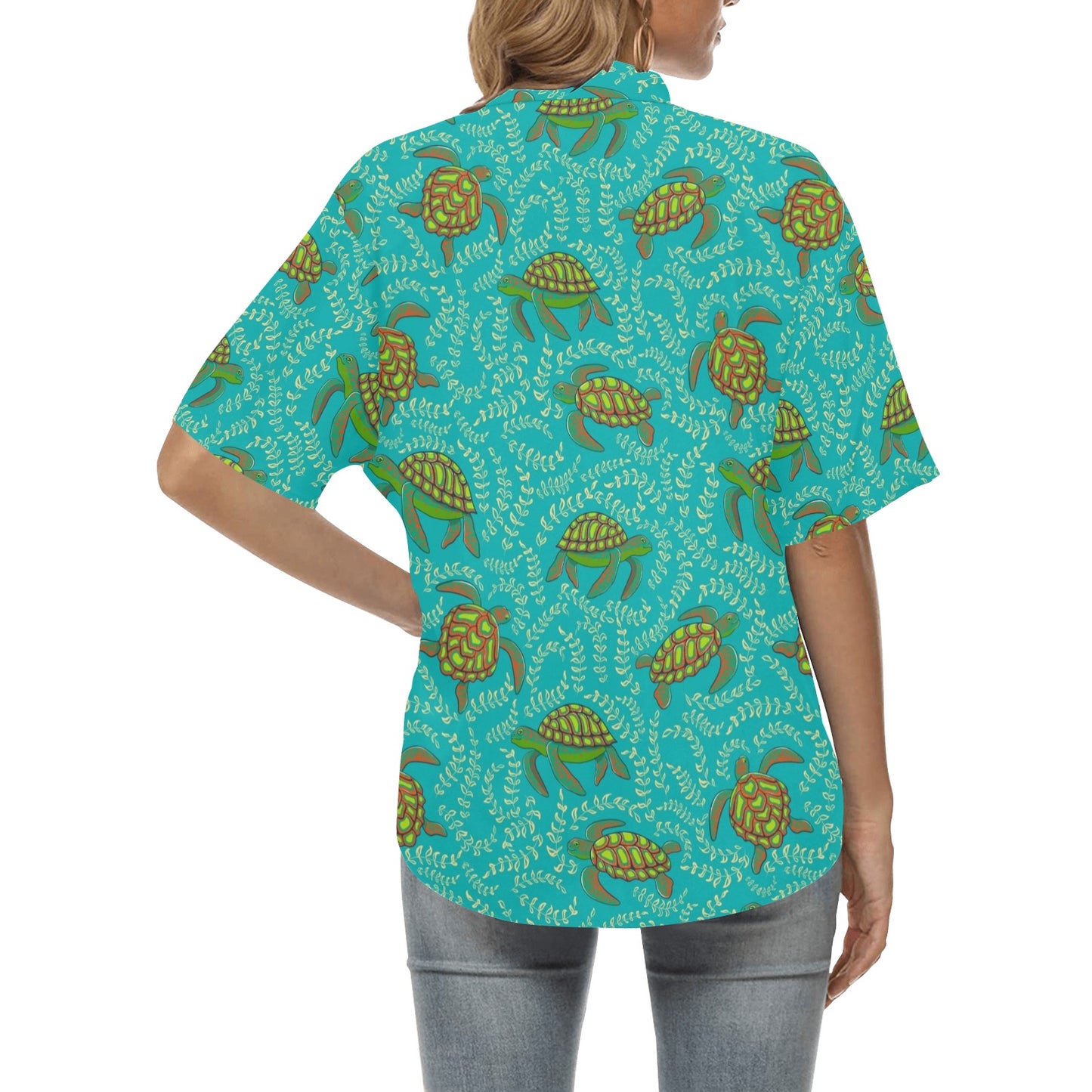 Sea Turtle Pattern Print Design T010 Women's Hawaiian Shirt