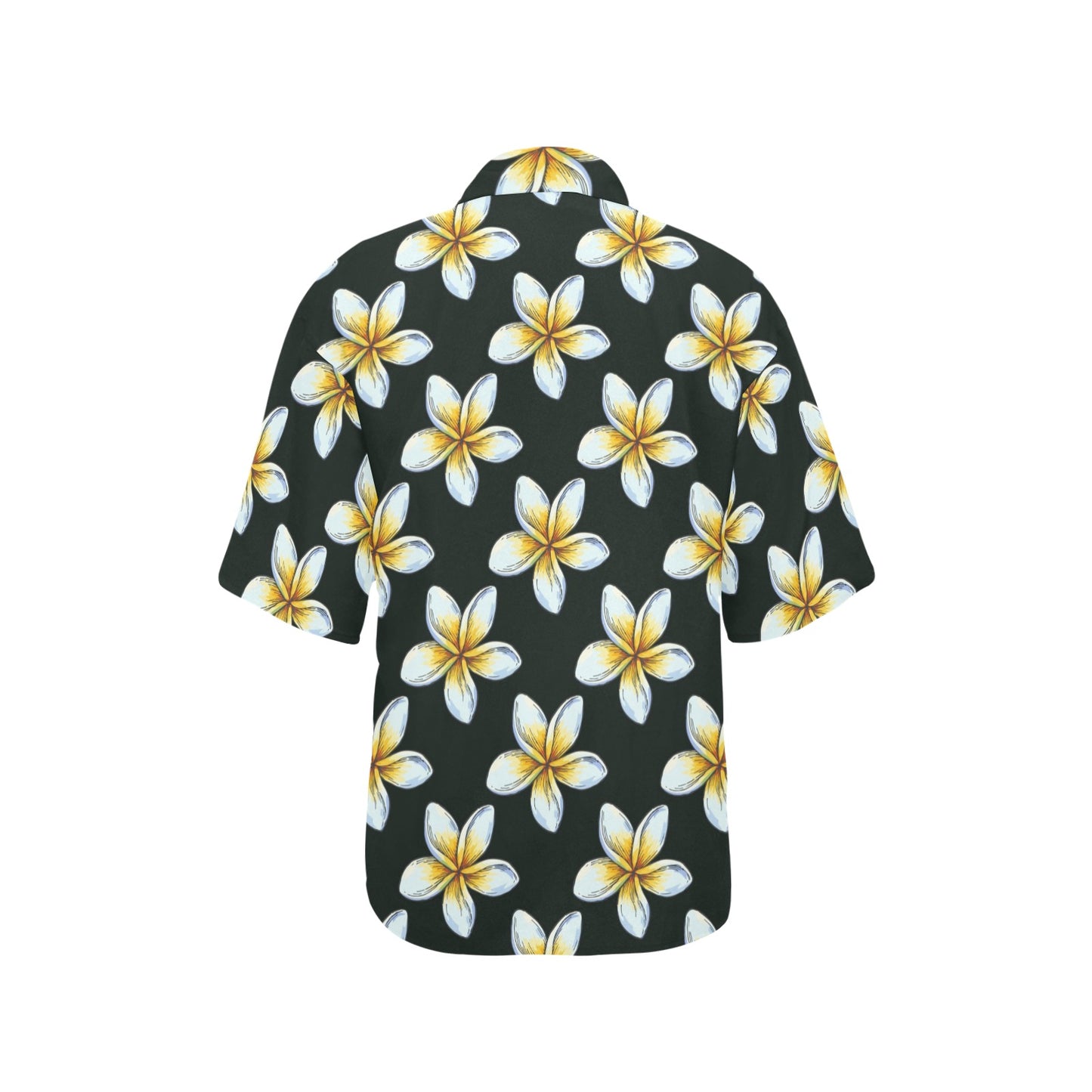 White Plumeria Pattern Print Design PM022 Women's Hawaiian Shirt