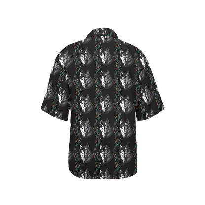 Wolf Black Dream Catcher Design Print Women's Hawaiian Shirt