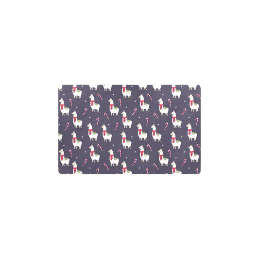 Llama with Candy Cane Themed Print Kitchen Mat