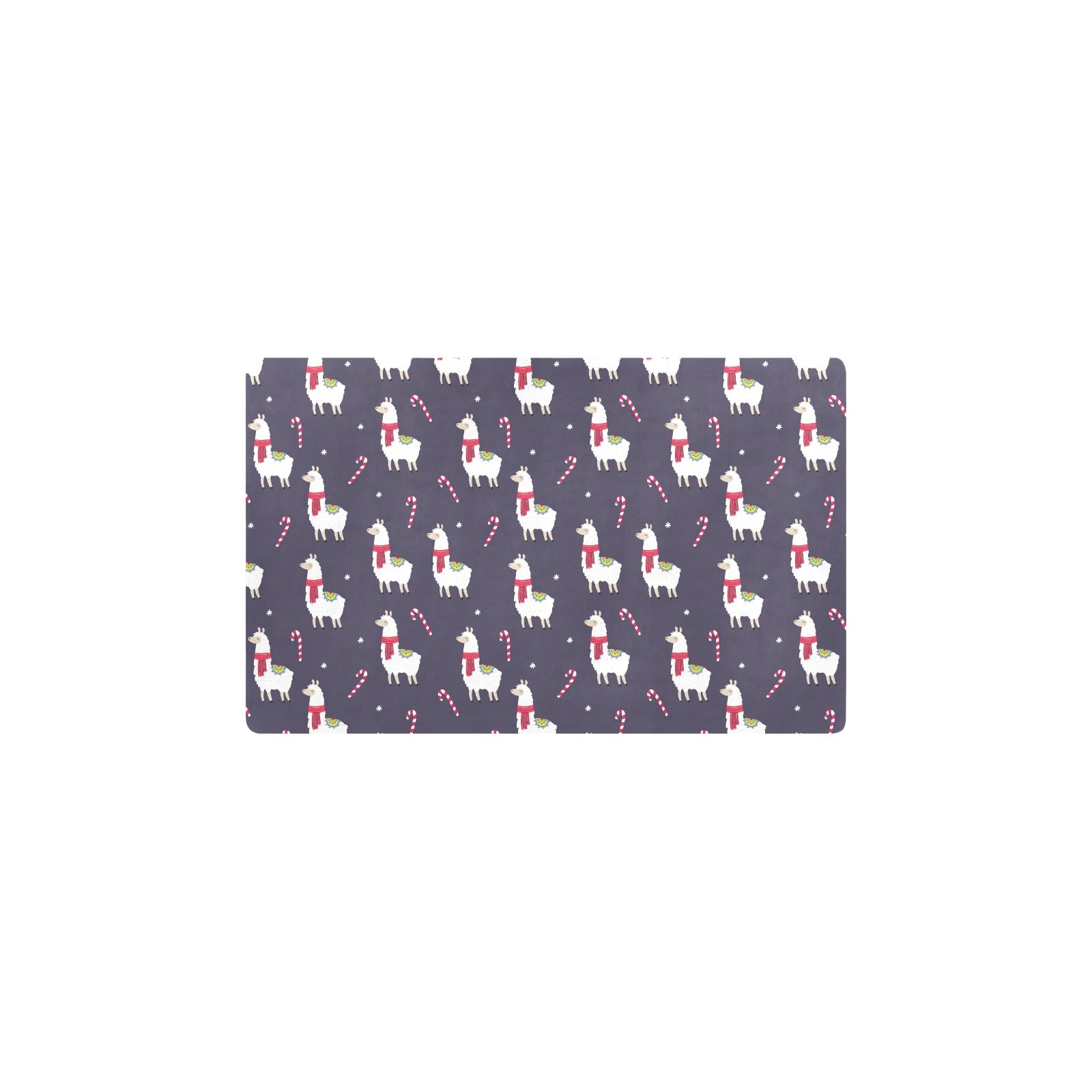 Llama with Candy Cane Themed Print Kitchen Mat