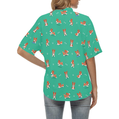 Basenji Pattern Print Design 02 Women's Hawaiian Shirt
