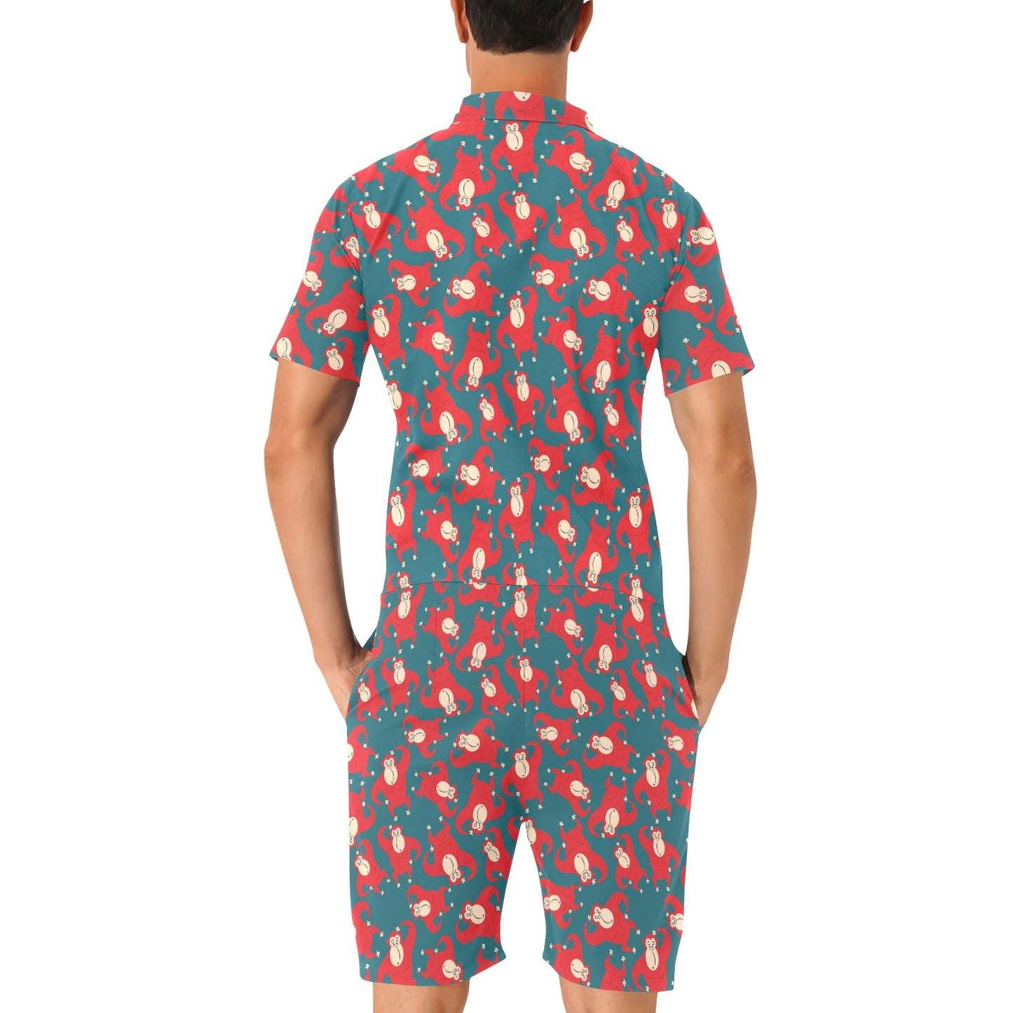 Chimpanzee Pattern Print Design 04 Men's Romper