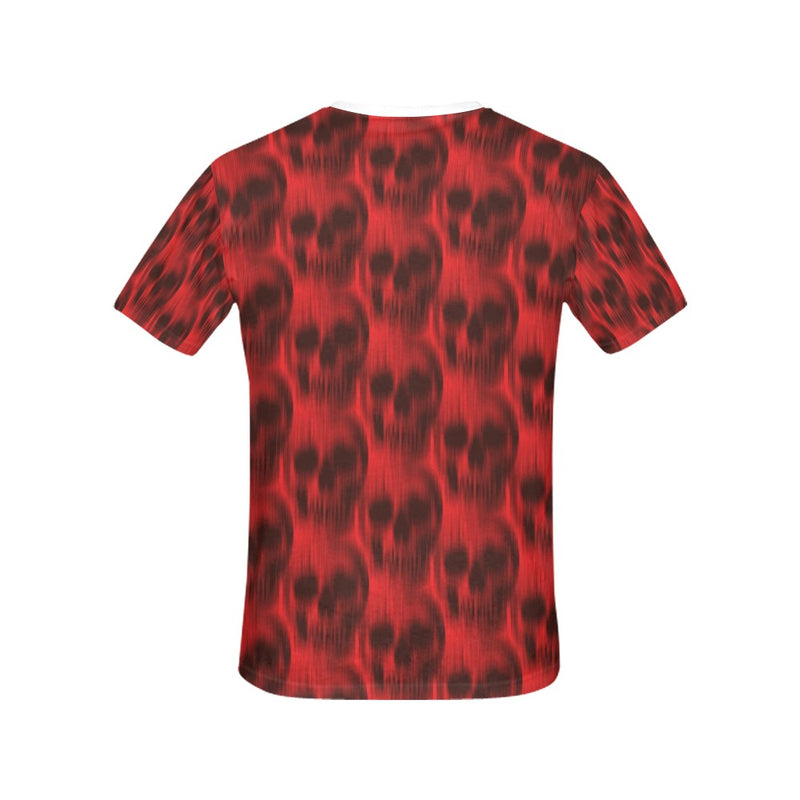 Skull Red Print Design LKS306 Women's  T-shirt