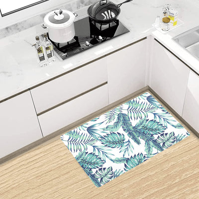 Pattern Tropical Palm Leaves Kitchen Mat