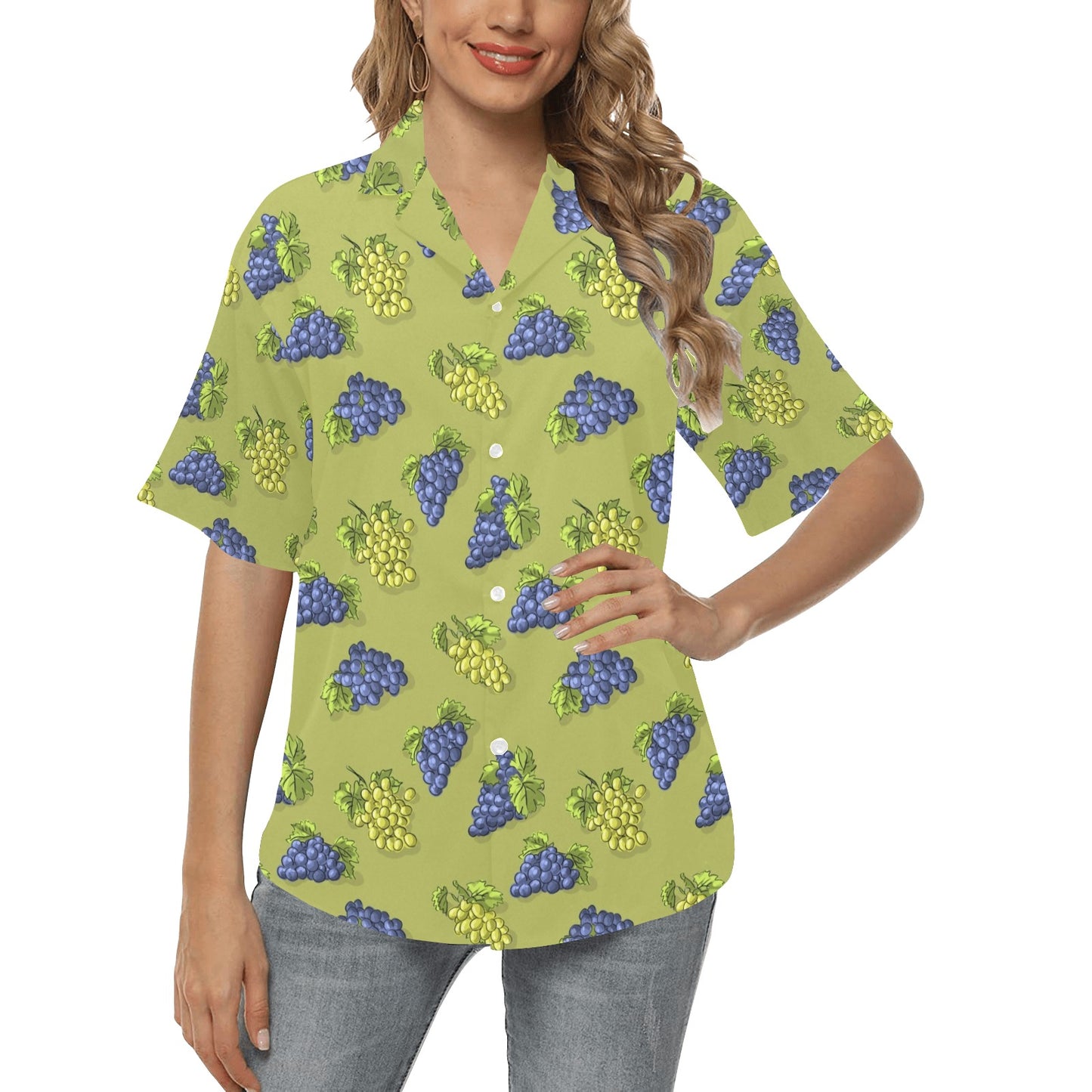 Grape Pattern Print Design GP08 Women's Hawaiian Shirt