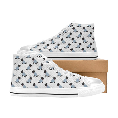 Scottish Terriers Print Design LKS3013 High Top Women's White Shoes