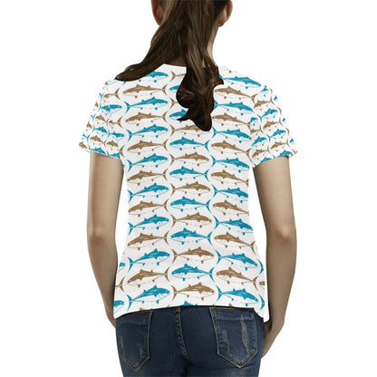 Tuna Fish Print Design LKS301 Women's  T-shirt
