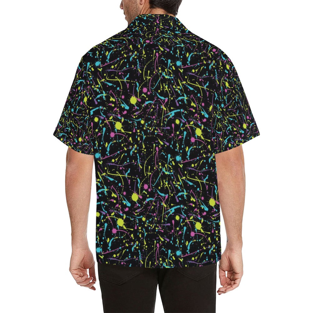 Splatter Multicolor Print Design LKS302 Men's Hawaiian Shirt