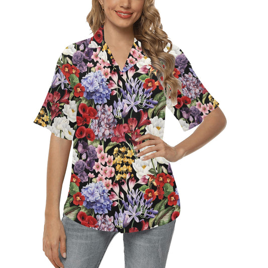 Summer Floral Pattern Print Design SF04 Women's Hawaiian Shirt