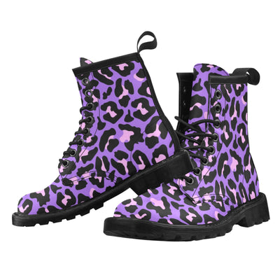 Cheetah Purple Neon Print Pattern Women's Boots