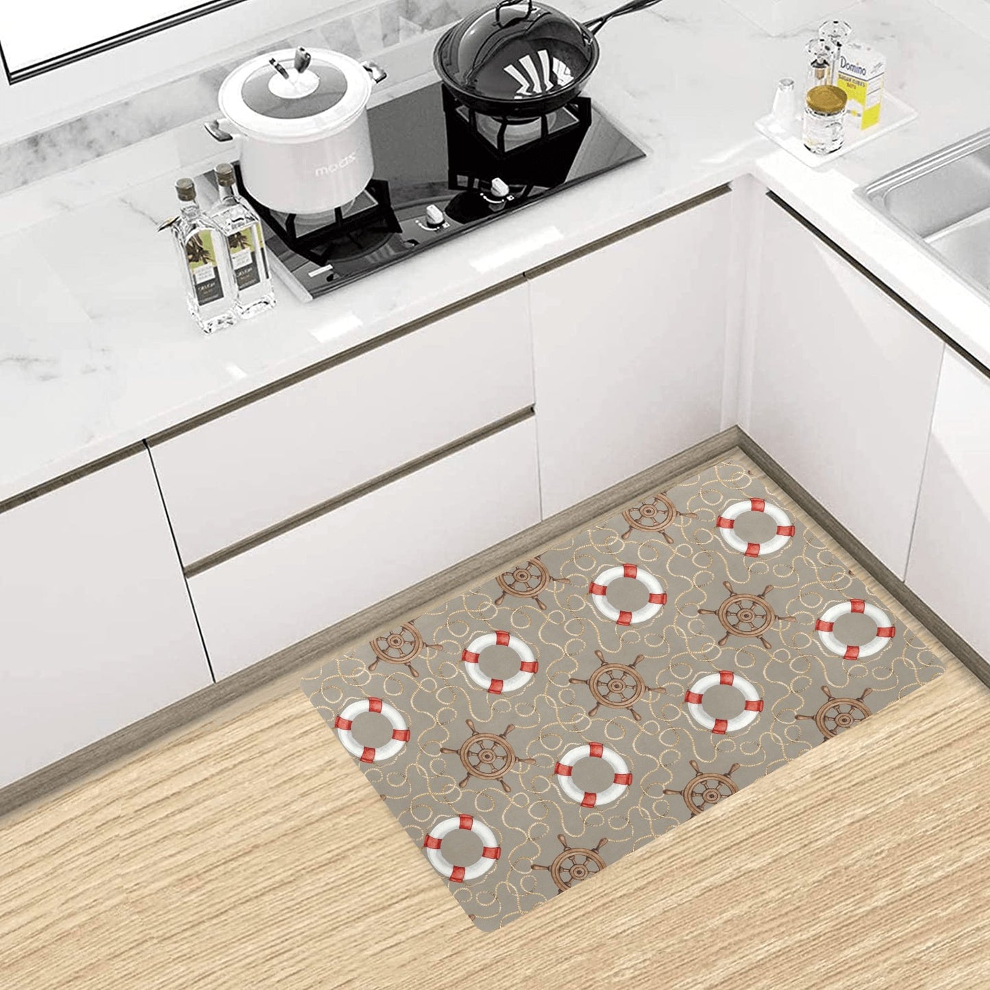 Nautical Pattern Print Design A02 Kitchen Mat