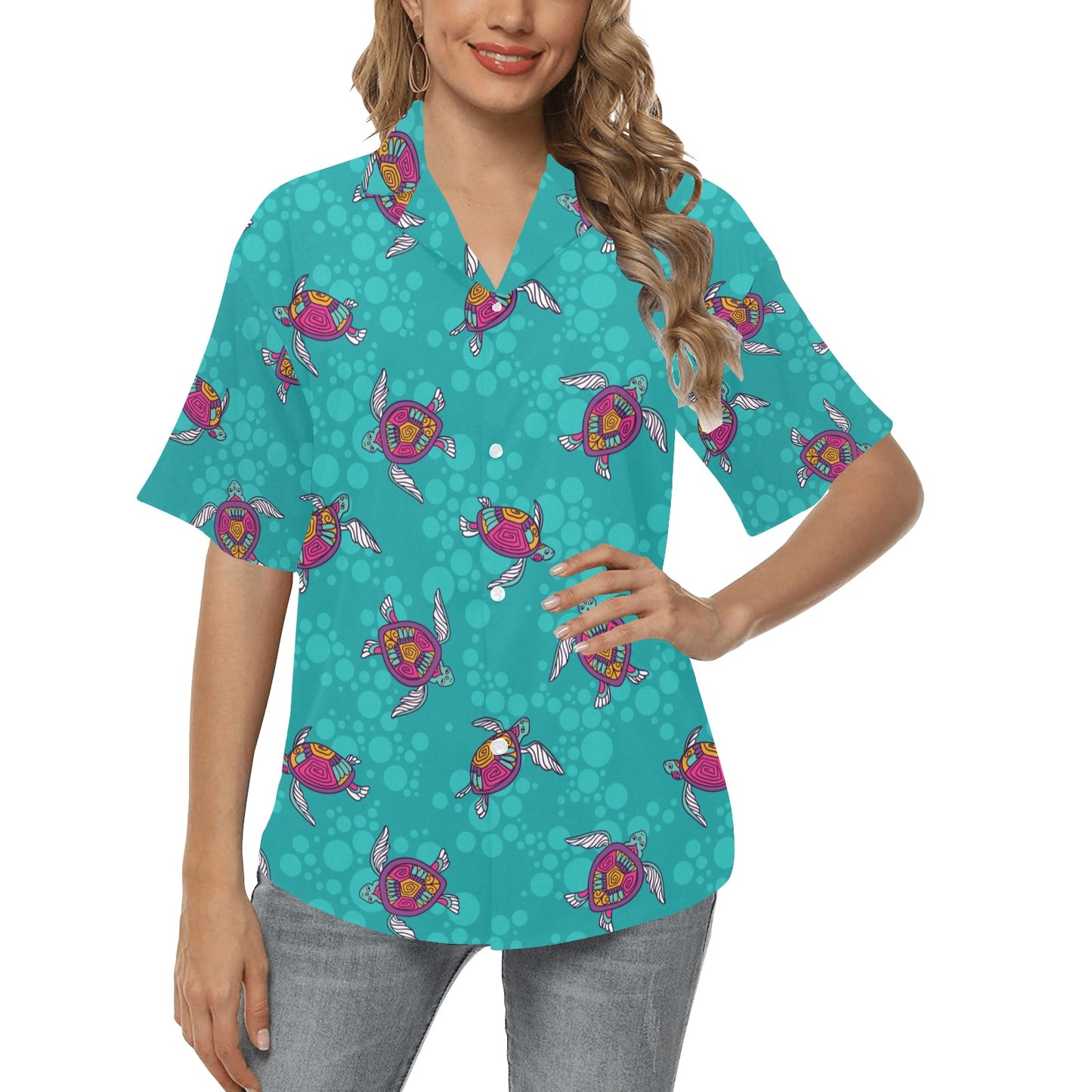 Sea Turtle Pattern Women's Hawaiian Shirt