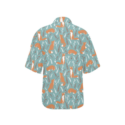 Fox Forest Print Pattern Women's Hawaiian Shirt
