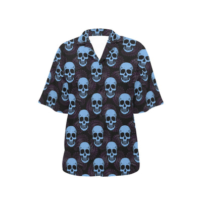 Skull Print Design LKS3012 Women's Hawaiian Shirt