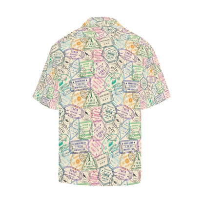 Travel Stamp Print Design LKS303 Men's Hawaiian Shirt