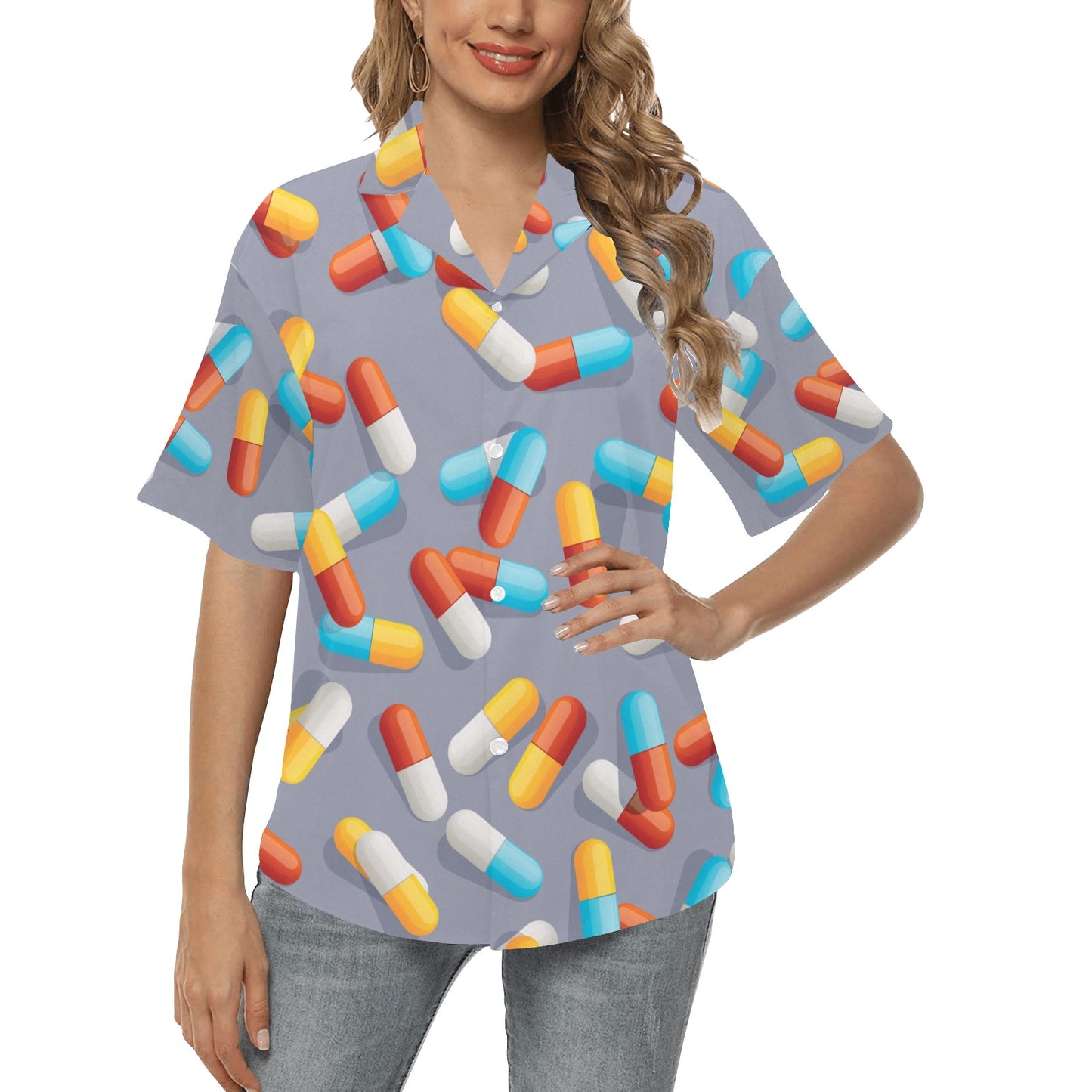 Pill Pattern Print Design A01 Women's Hawaiian Shirt