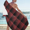 Tartan Red Black Print Design LKS303 Beach Towel 32" x 71"