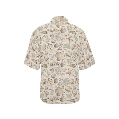 Seashell Print Design LKS304 Women's Hawaiian Shirt