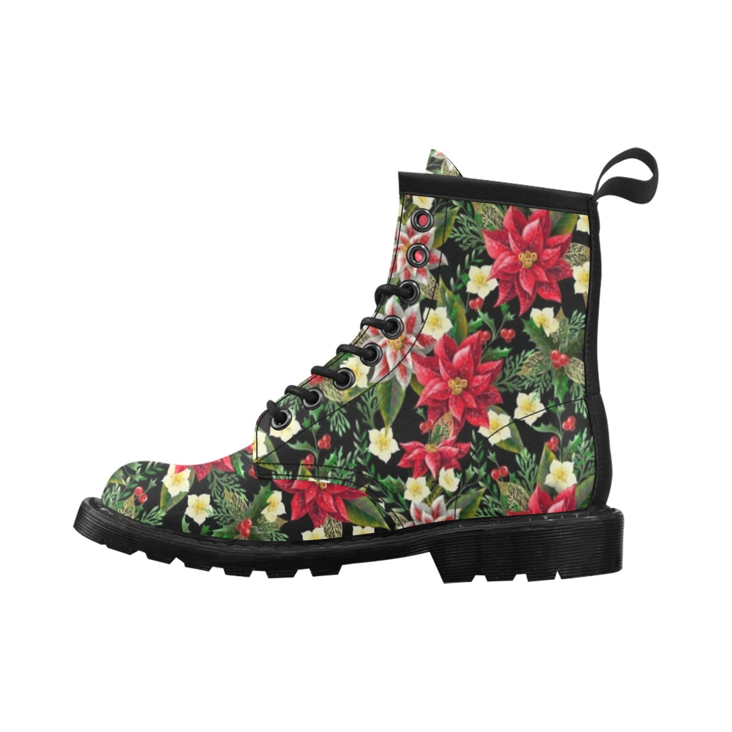 Poinsettia Pattern Print Design POT05 Women's Boots