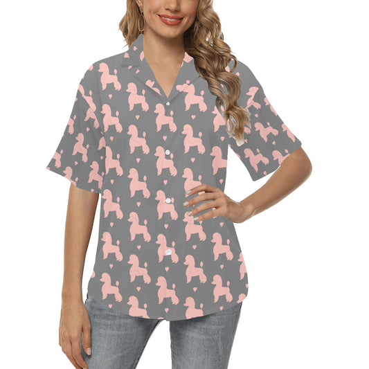 Poodle Pattern Print Design A02 Women's Hawaiian Shirt
