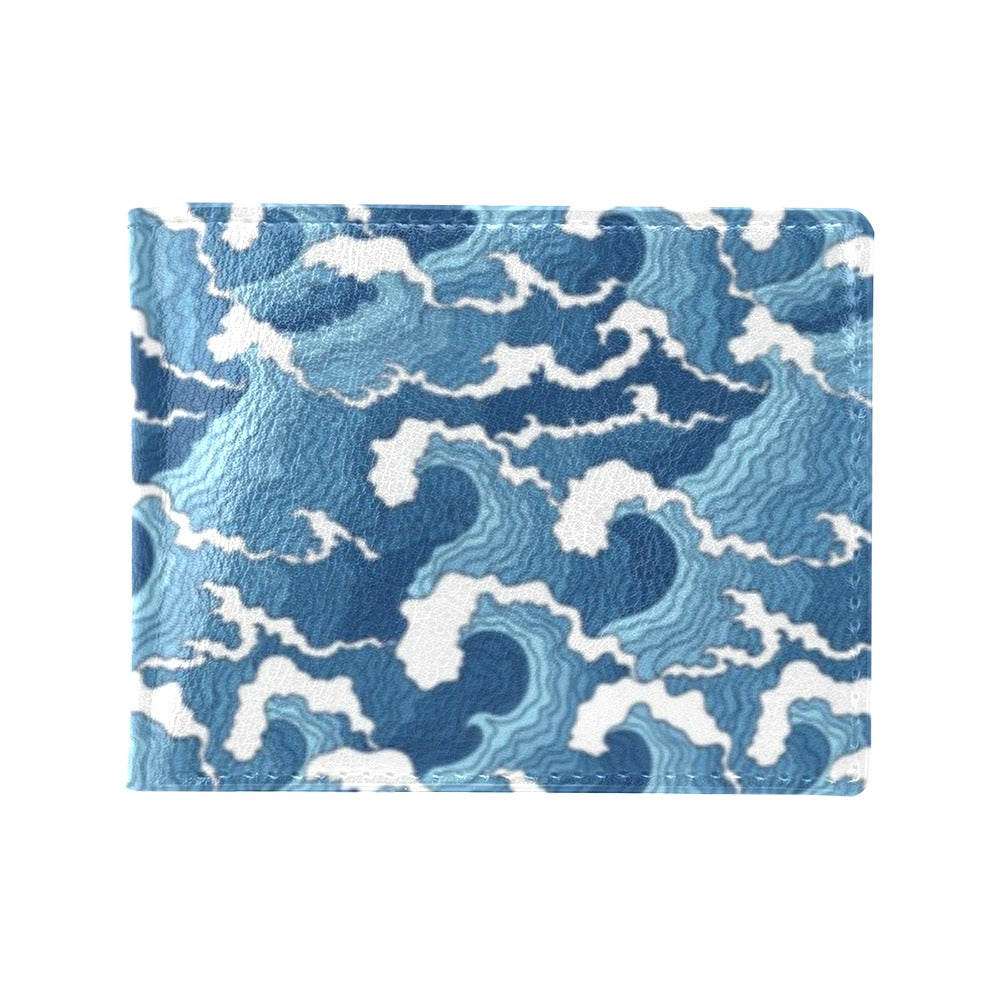 Wave Themed Pattern Print Men's ID Card Wallet