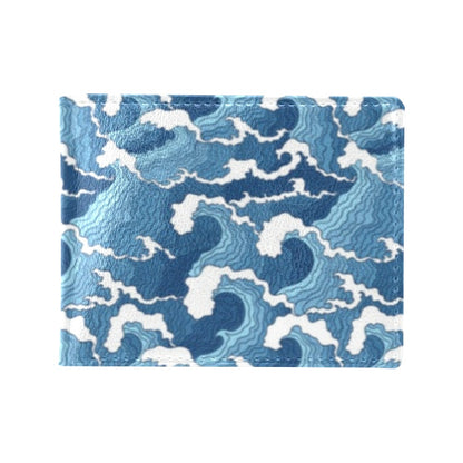 Wave Themed Pattern Print Men's ID Card Wallet