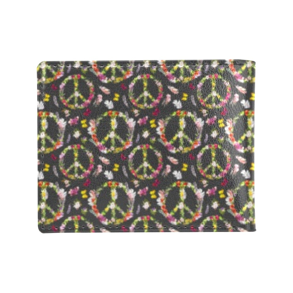 Peace Sign flowers Design Print Men's ID Card Wallet