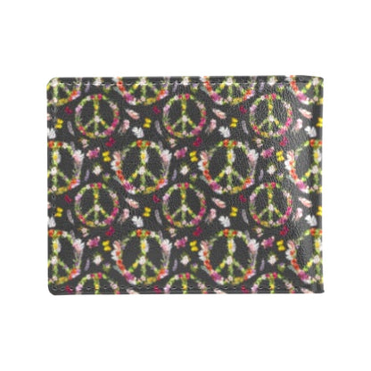 Peace Sign flowers Design Print Men's ID Card Wallet