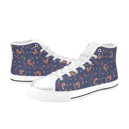 Taurus Print Design LKS304 High Top Women's White Shoes