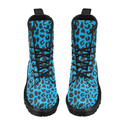 Cheetah Blue Print Pattern Women's Boots