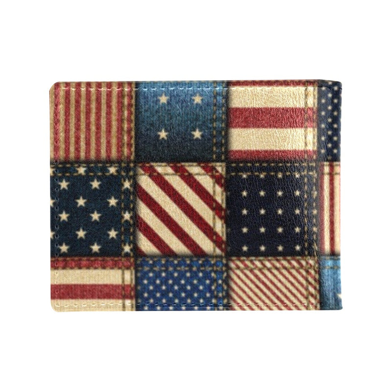 American flag Patchwork Design Men's ID Card Wallet