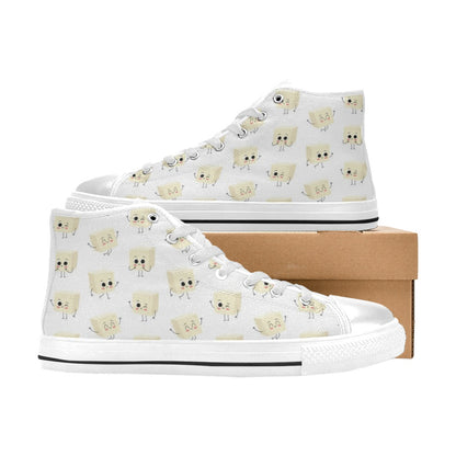Tofu Print Design LKS301 High Top Women's White Shoes