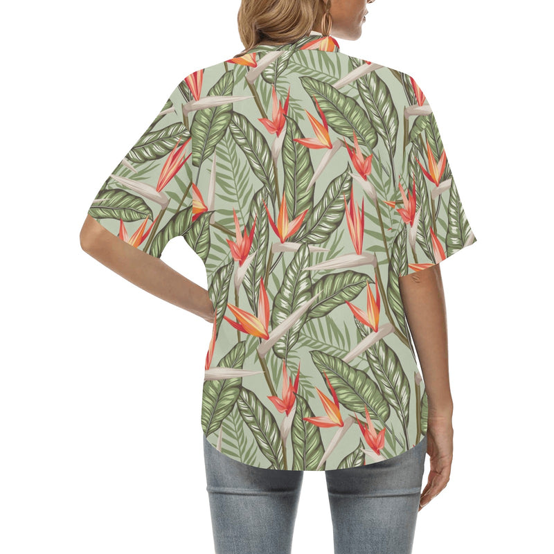 Bird Of Paradise Pattern Print Design BOP08 Women's Hawaiian Shirt