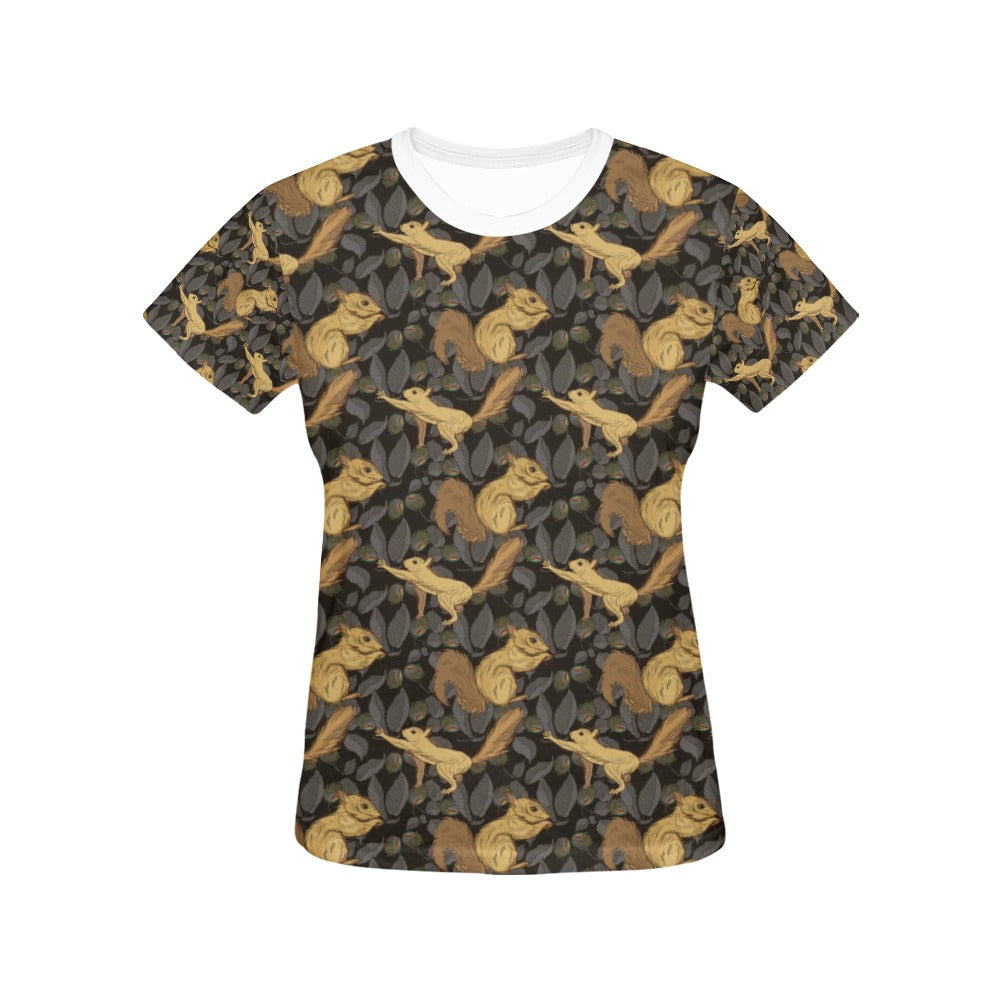 Squirrel Print Design LKS309 Women's  T-shirt