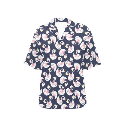 Swan Print Design LKS403 Women's Hawaiian Shirt