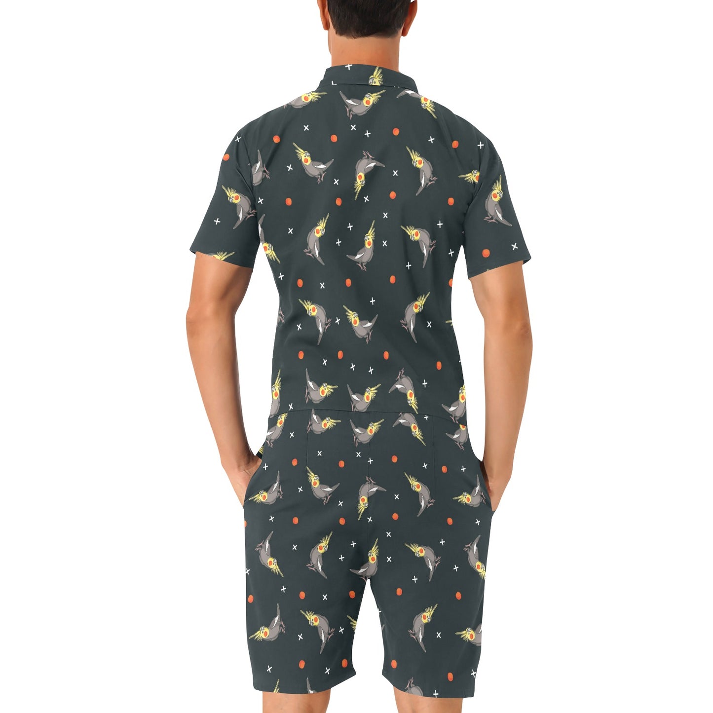 Cockatiel Pattern Print Design 02 Men's Romper