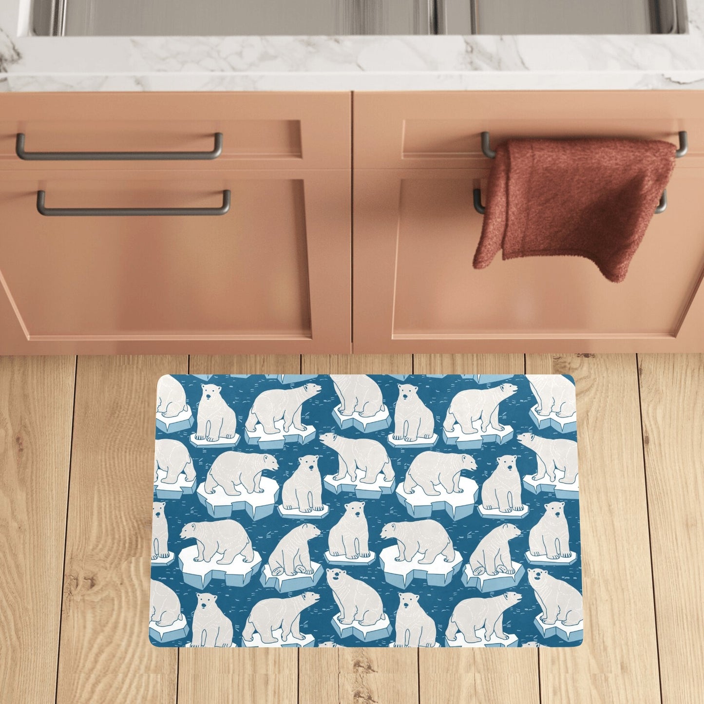 Polar Bear Pattern Print Design PB03 Kitchen Mat