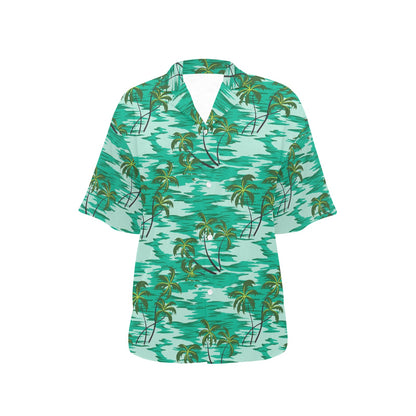 Palm Tree Pattern Print Design A01 Women's Hawaiian Shirt