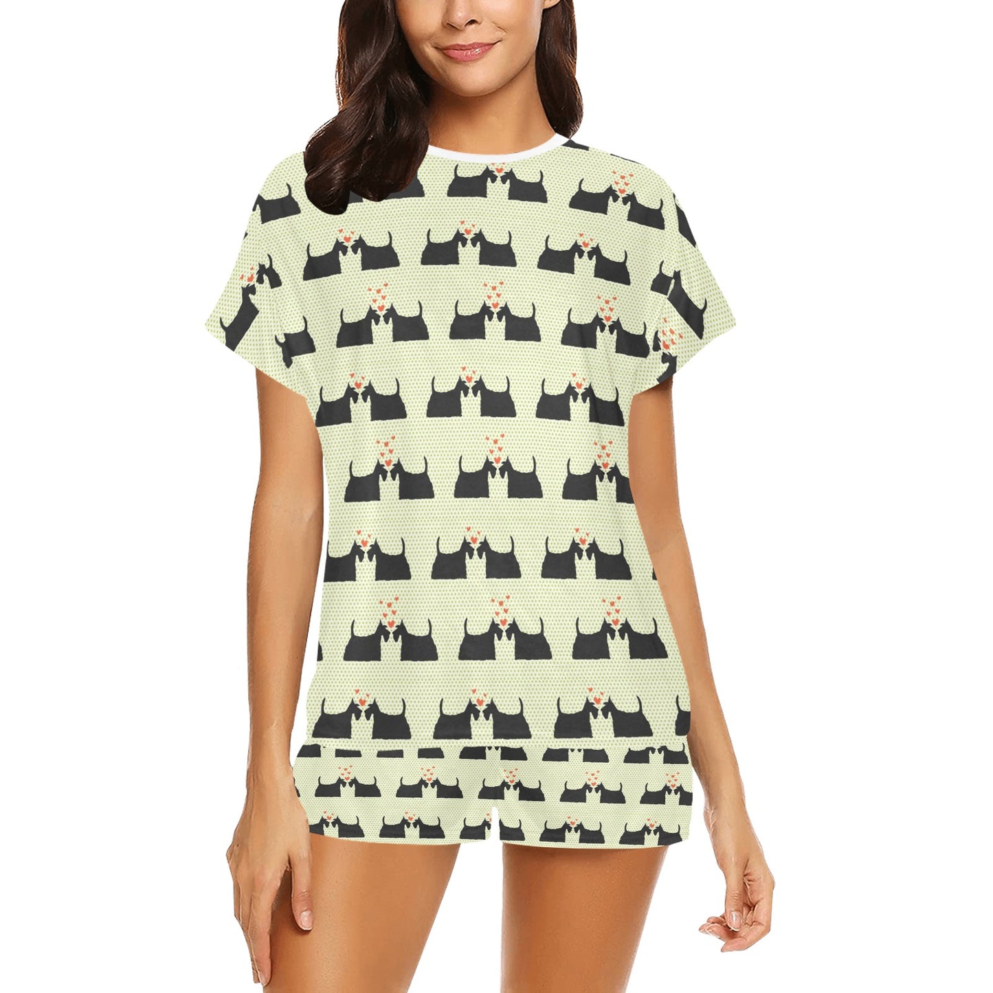 Scottish Terriers Print Design LKS304 Women's Short Pajama Set