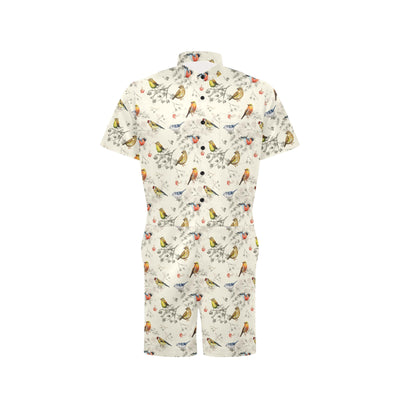 Bird Watercolor Design Pattern Men's Romper