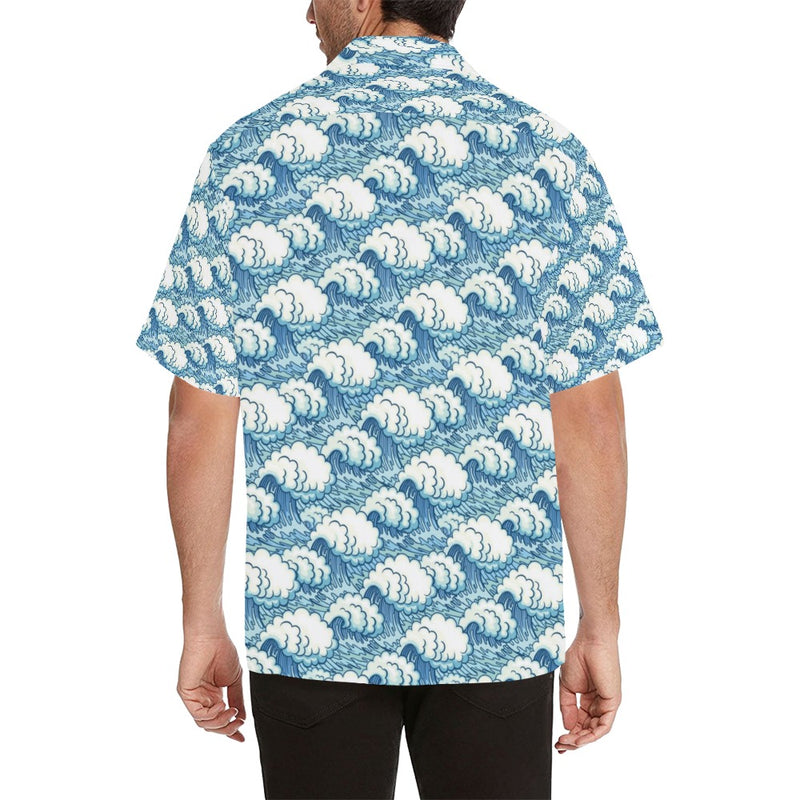 Wave Japan Style Print Design LKS304 Men's Hawaiian Shirt