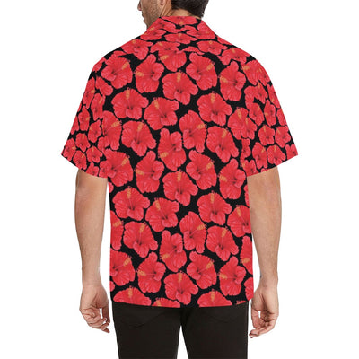 Hibiscus Red Pattern Print Design LKS306 Men's Hawaiian Shirt