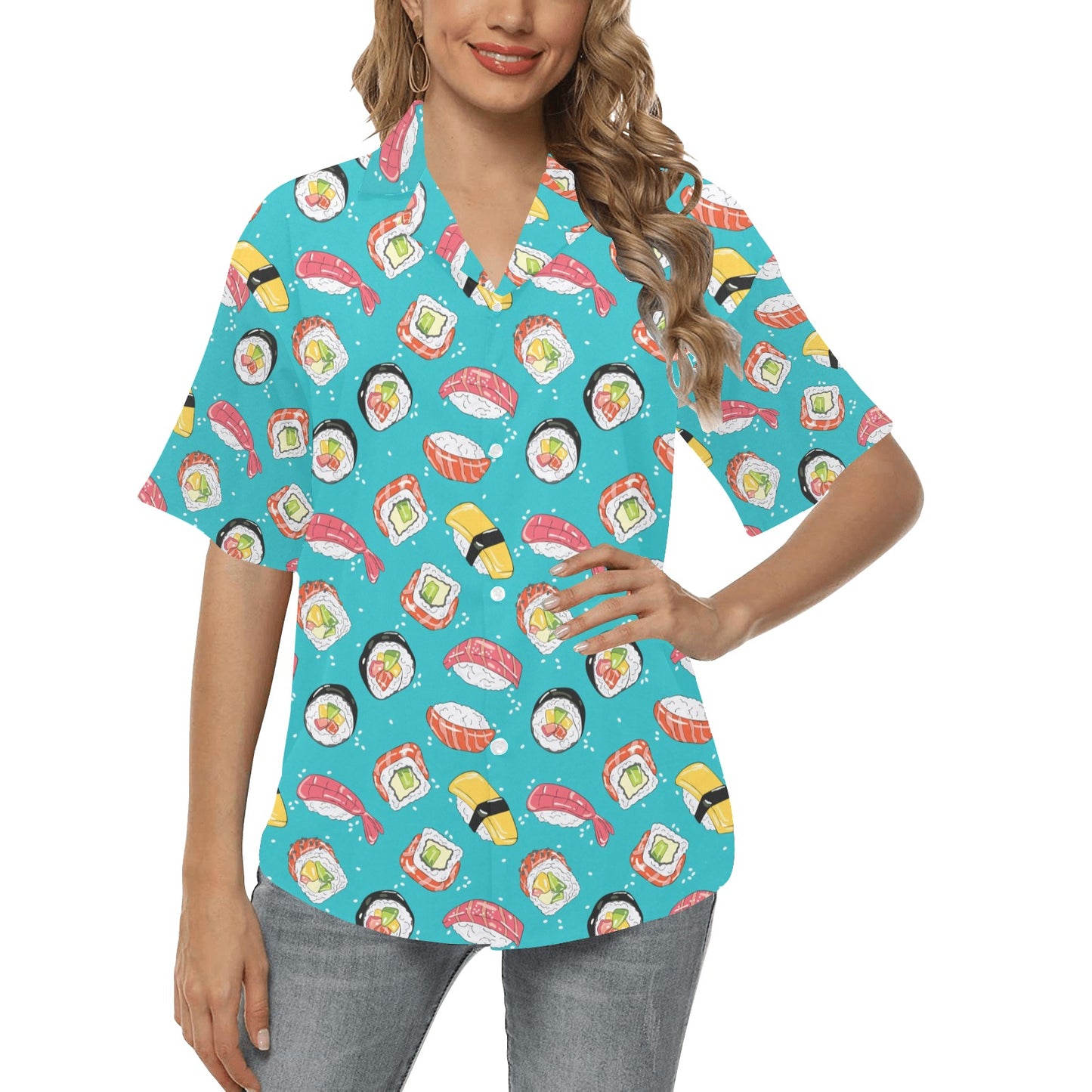 Sushi Print Design LKS305 Women's Hawaiian Shirt
