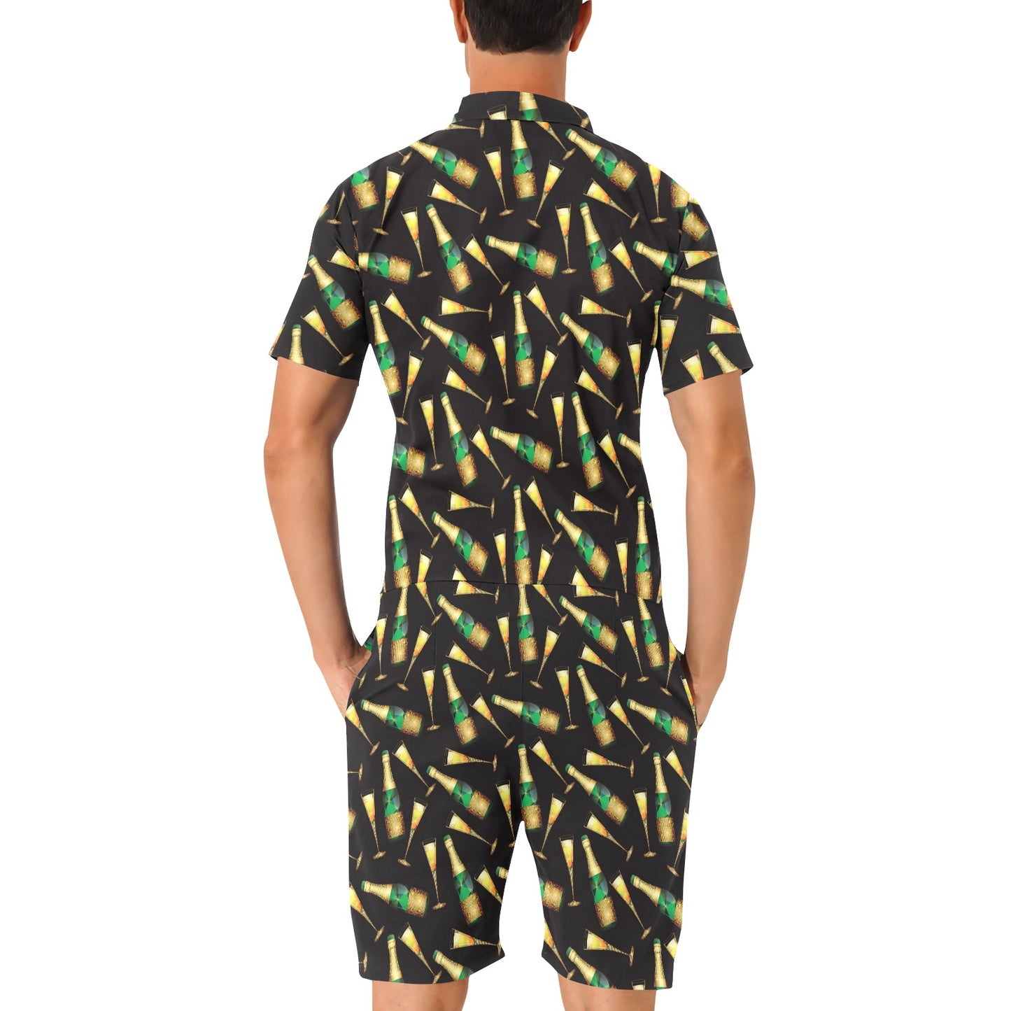 Champagne Pattern Print Design 02 Men's Romper