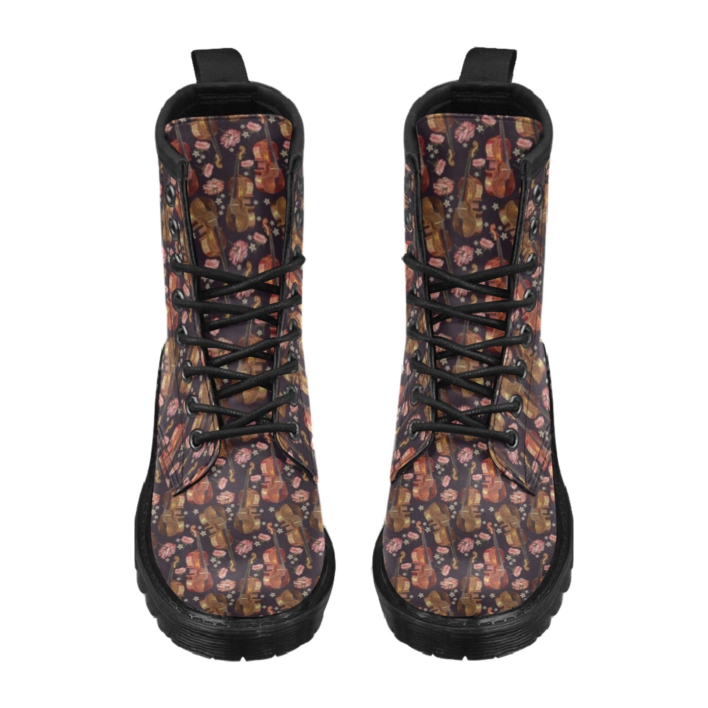 Violin Print Design LKS402 Women's Boots